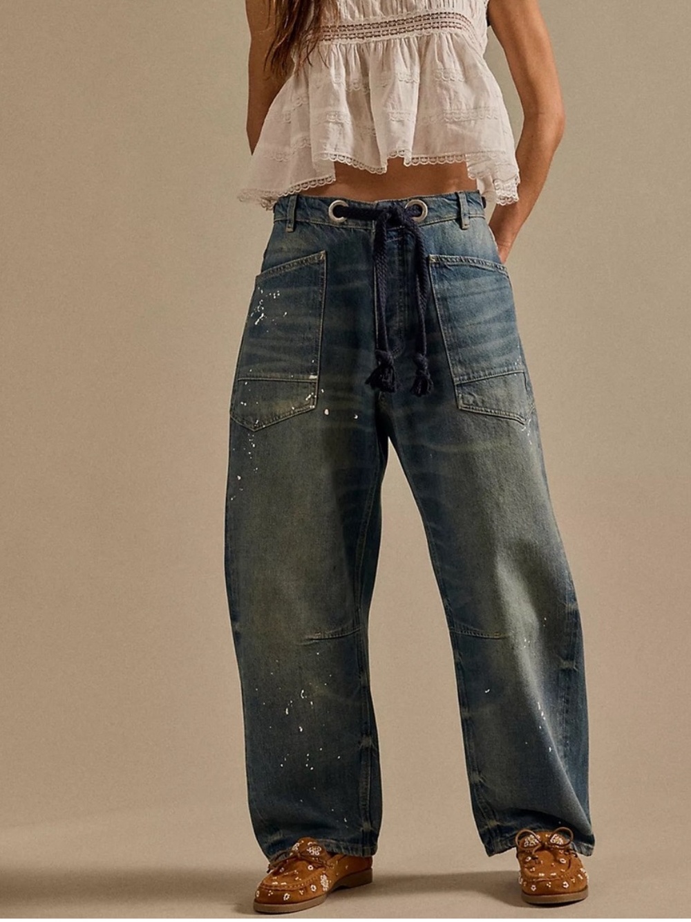 Free People Moxie Pull-On Barrel Jeans
